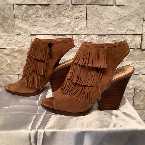 Vince Camuto Jadon Fringe Peep Toe Ankle Booties - Picture 4 of 10